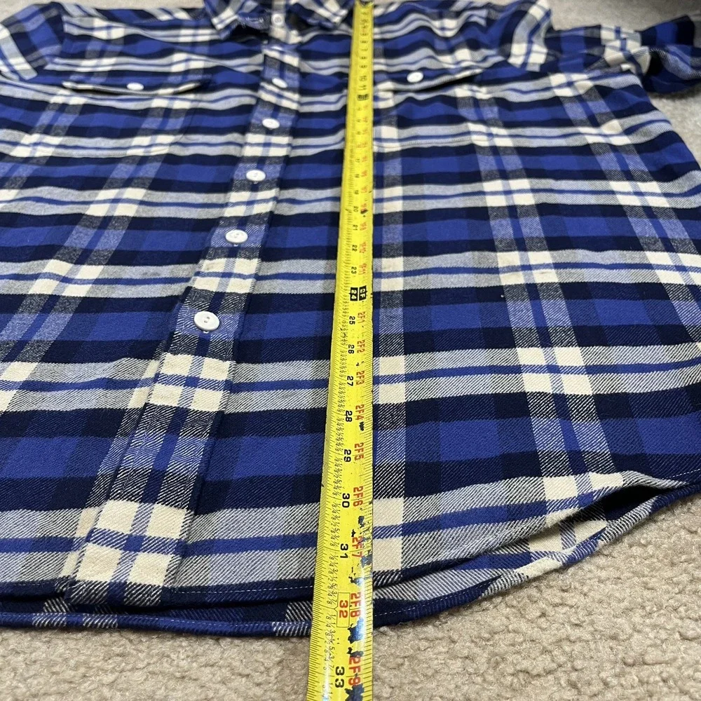 POLO RALPH LAUREN CLASSIC FIT PERFORMANCE FLANNEL SHIRT BLUE MENS 2XL EUC